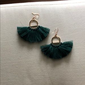 Green tassel earrings